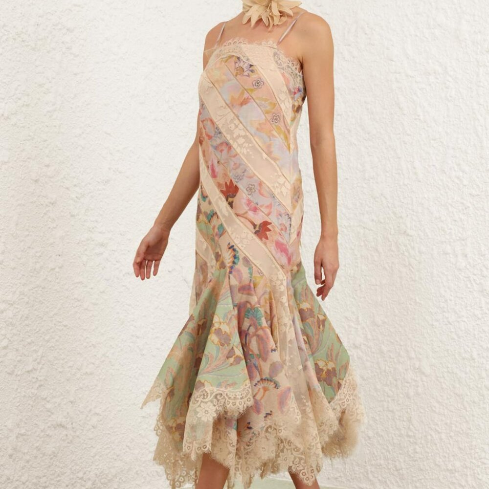 𝒁𝑰𝑴𝑴𝑬𝑹𝑴𝑨𝑵𝑵 EDEN patchwork style suspender dress